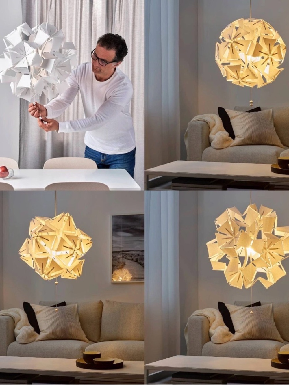 IKEA Ramsele White Floral Geometric Pendant Lamp: DISCONTINUED